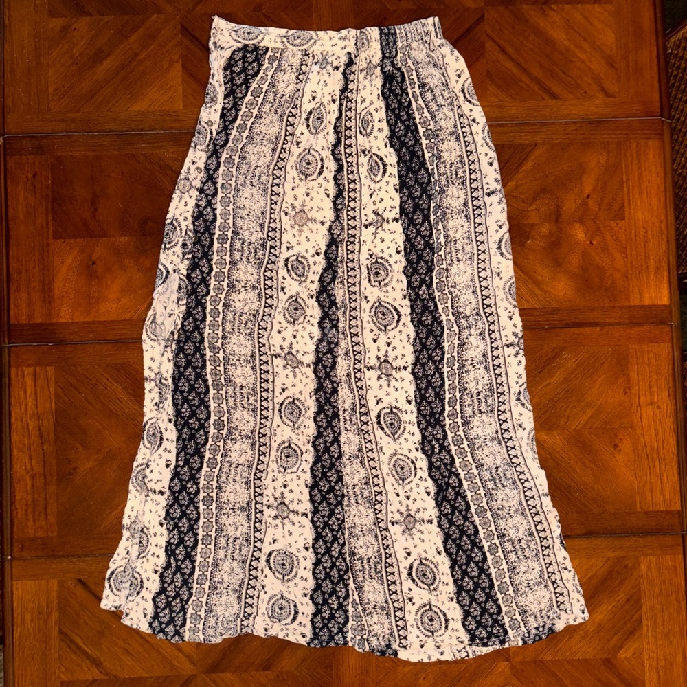 Patrons of Peace Black and Cream Patterned Maxi Skirt